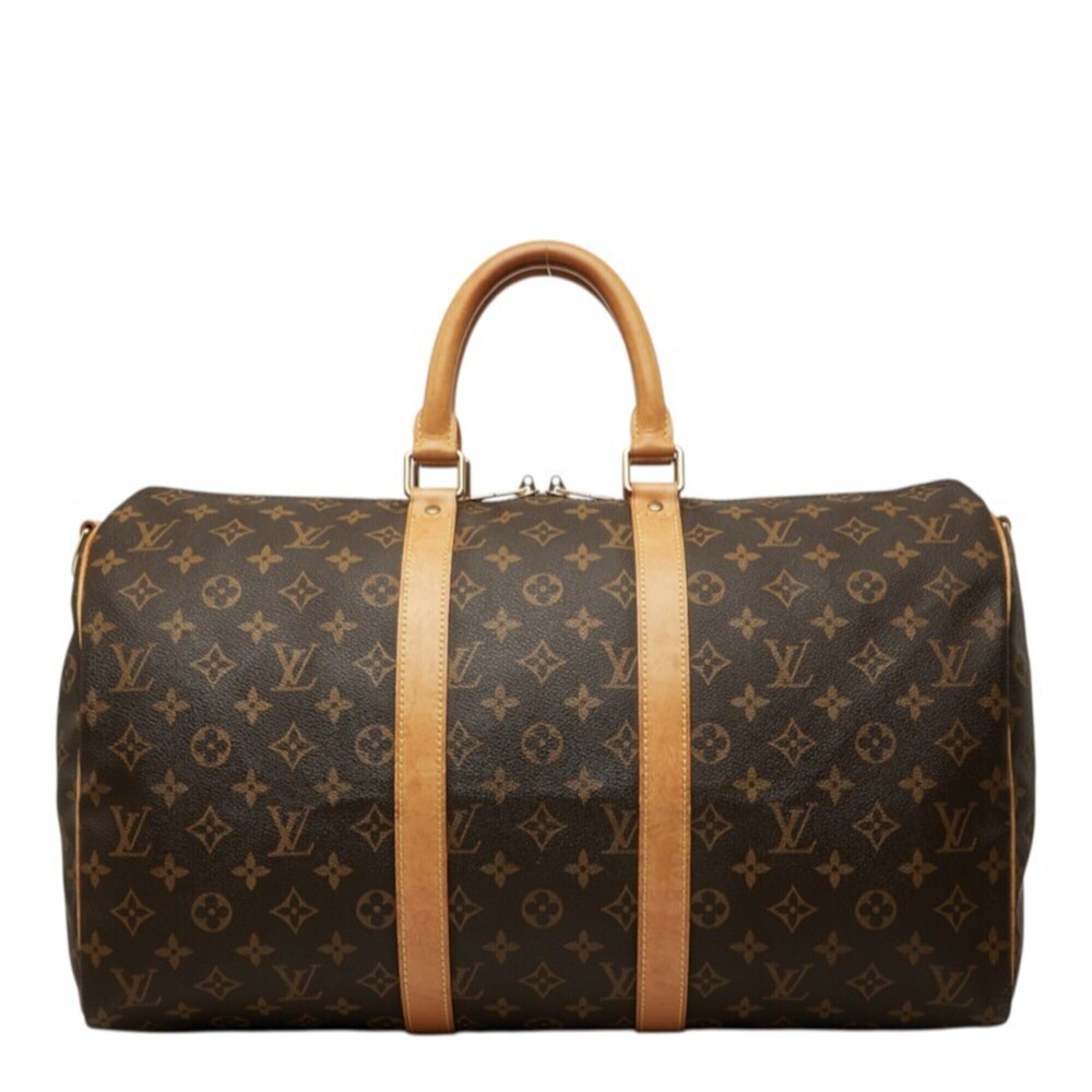 Louis Vuitton Monogram Keepall Bandoulière 45 Boston Bag Handbag M41418 Brown...